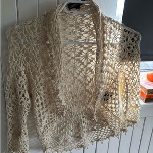 Cream Crochet Cardigan Sweater